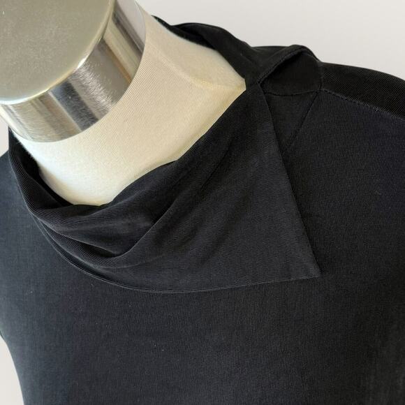 Chico's Travelers Vintage Cap Sleeve Asymmetric Cowl Neck Slinky Top XL/16 Black - Picture 7 of 13